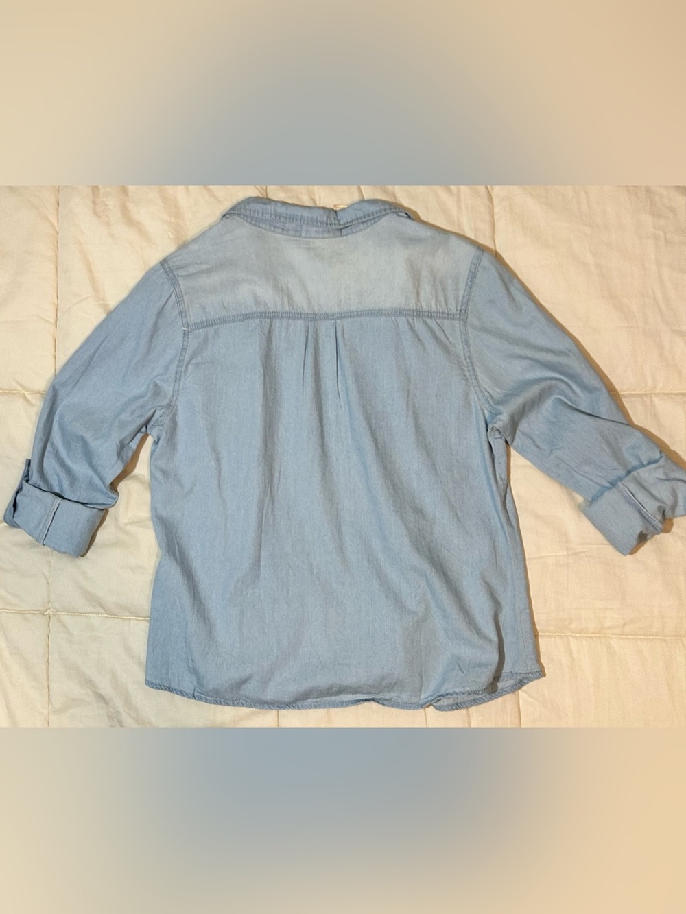 Love Notes Light Blue 100% cotton snap button Down Shirt - Picture 3 of 10